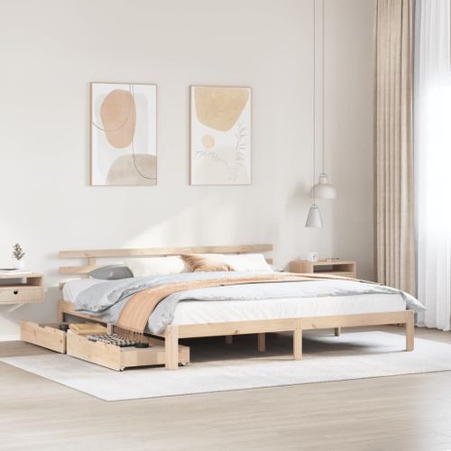 Vidaxl Cadre De Lit Avec Tiroirs 180x200 Cm Bois De Pin Massif
