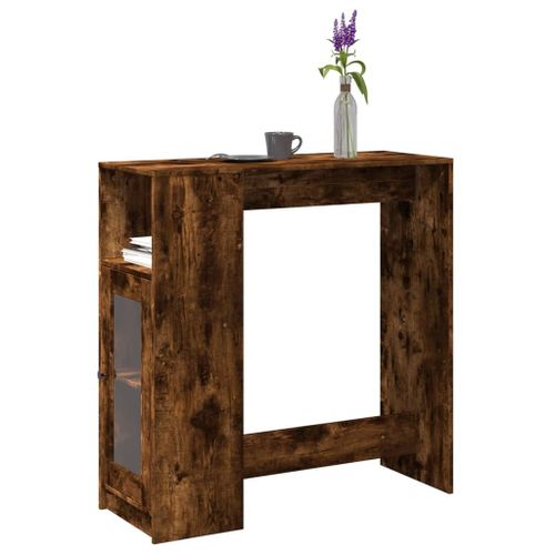 Vidaxl Table De Bar Avec Étagères Chêne Fumé Bois D'ingénierie