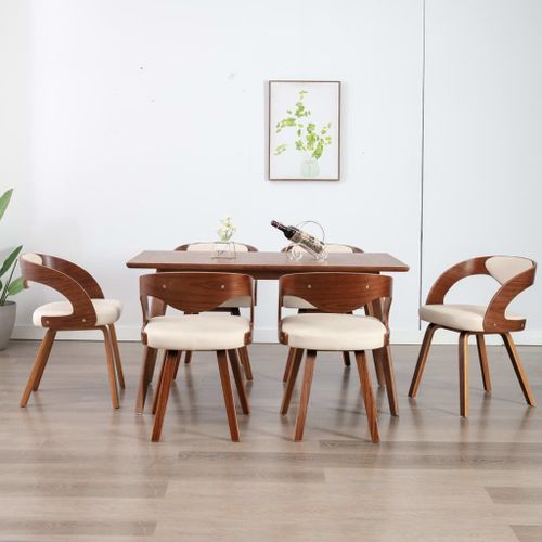 Vidaxl Chaises À Manger Lot De 6 Crème Bois Courbé Et Similicuir