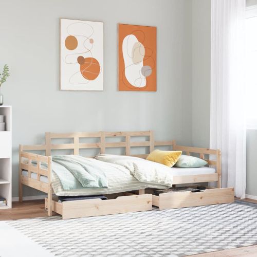Vidaxl Lit De Jour Avec Tiroirs 90x200 Cm Bois De Pin Massif