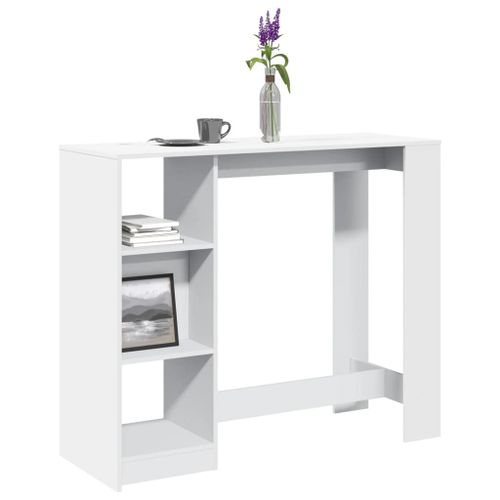 Vidaxl Table De Bar Et Étagère Blanc 124x46x103,5 Cm Bois D'ingénierie
