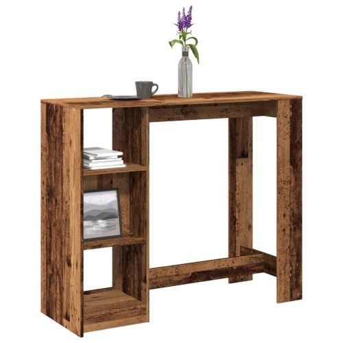 Vidaxl Table De Bar Avec Étagère Vieux Bois Bois D'ingénierie