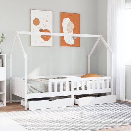 Vidaxl Cadre De Lit D'enfants Et Tiroirs 90x190 Cm Bois De Pin Massif