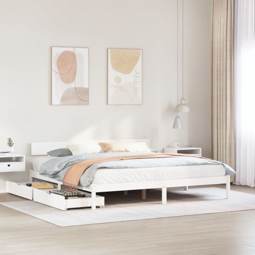 Vidaxl Cadre De Lit Sans Matelas Blanc 200x200 Cm Bois Massif De Pin