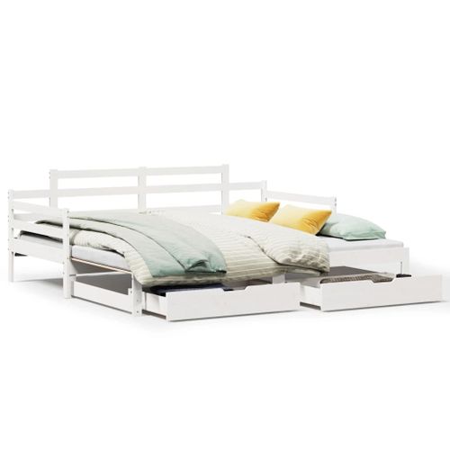Vidaxl Lit De Jour Et Lit Gigogne Et Tiroirs 80x200 Cm Bois Pin Massif