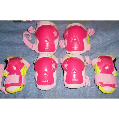 Roller fille rose Oxelo taille 28-30 et protection XXS