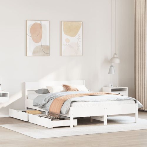 Vidaxl Cadre De Lit Sans Matelas Blanc 120x190 Cm Bois De Pin Massif