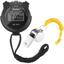 Chronomètre De Sport Numérique Avec Sifflet En Acier Inoxydable Horloge De Date À Grand Écran Lcd Minuterie De Sport