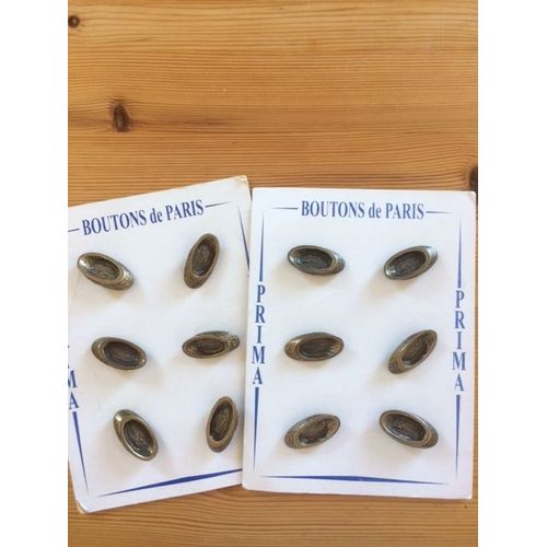 Lot 12 Boutons Metal Ovals 1,5 X 3 Cm