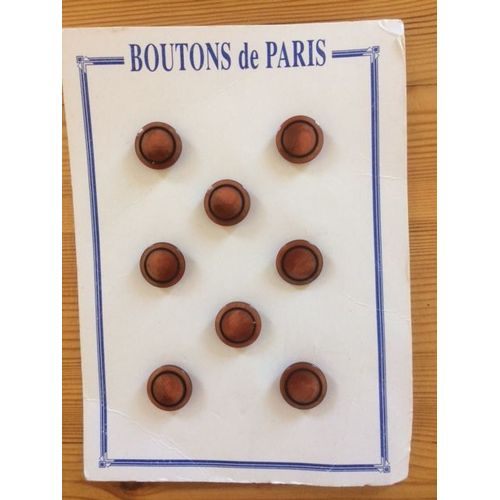 Carte De 8 Boutons Marrons Et Noir Ronds 1,5 Cm