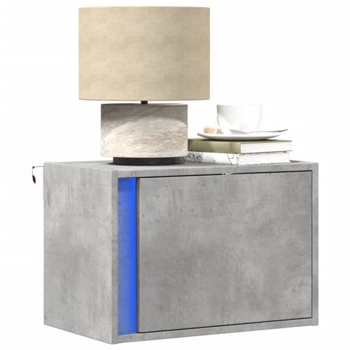 Vidaxl Table De Chevet Murale Avec Lumières Led Gris Béton