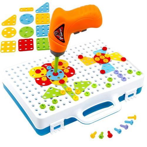 Mosaique Enfant Jeux Enfant 3 Ans - Montessori Jeu Construction Puzzle 3D  Jouet éducatifs Perceuse Créatif Jouet à Visser Jeux éducatifs Scientifique  Cadeau pour Enfants Fille Garcon 3 4 5 6 Ans