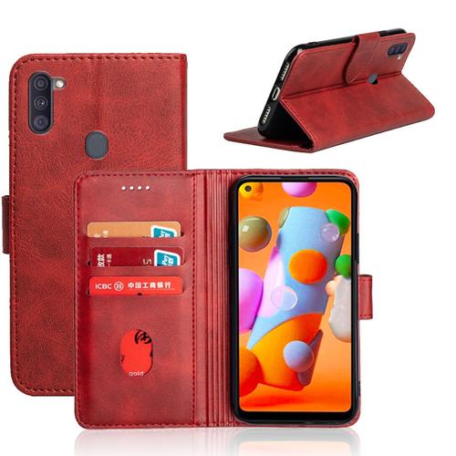 Coque Samsung Galaxy A11,Etui Pour Samsung Galaxy A11,Etui Pour Telephone A Rabat Samsung Galaxy A11,Convient A La Coque Samsung Galaxy A11,Rouge