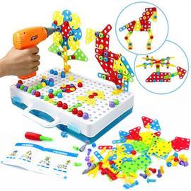 Enfant Mosaïque Puzzle Créatif Jouet Mosaïque Jigsaw 3D Clous de Champignon Colorées avec Plug Board Jouet Bloc de Construction Jouet Éducatif Jouets d'éveil DIY Cadeau Noël Anniversaire pour 3-8 Ans 