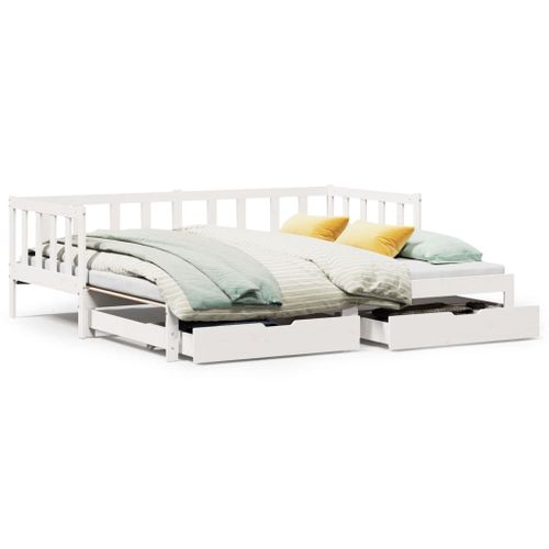 Vidaxl Lit De Jour Et Lit Gigogne Et Tiroirs 90x200 Cm Bois Pin Massif