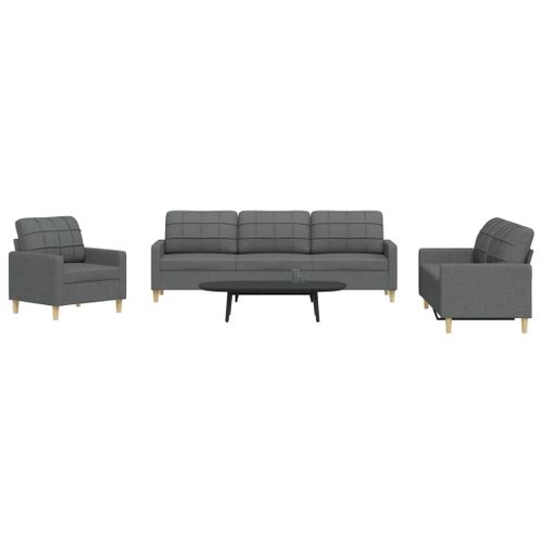 Vidaxl Ensemble De Canapés 3 Pcs Gris Foncé Tissu