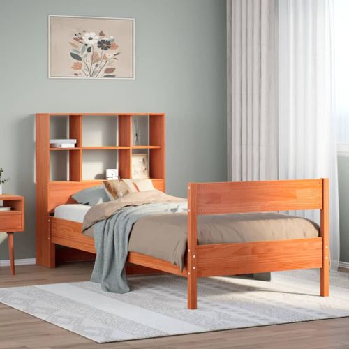 Vidaxl Lit Bibliothèque Sans Matelas Cire Marron 75x190 Cm Pin Massif