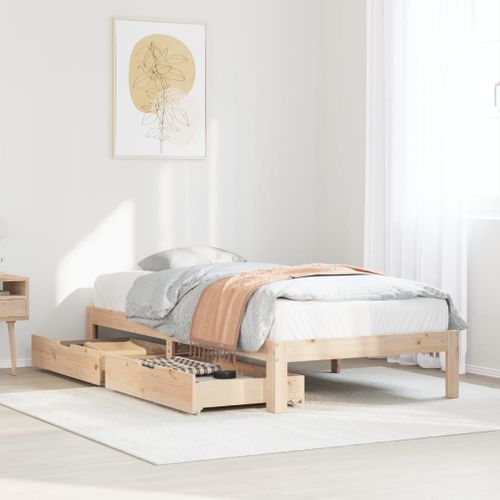 Vidaxl Cadre De Lit Avec Tiroirs 90x190 Cm Bois De Pin Massif