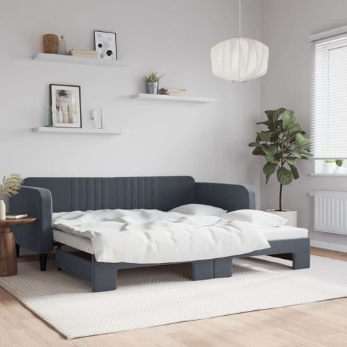 Vidaxl Lit De Jour Avec Lit Gigogne Gris Foncé 100x200 Cm Velours