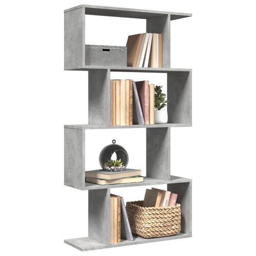 Vidaxl Étagère Séparatrice De Pièce À 4 Niveaux Gris Béton 70x24x129cm