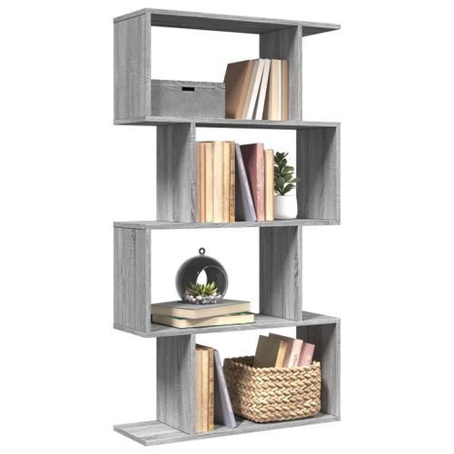 Vidaxl Étagère Séparatrice De Pièce 4 Niveaux Sonoma Gris 70x24x129 Cm