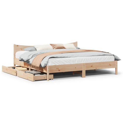 Vidaxl Cadre De Lit Avec Tiroirs 180x200 Cm Bois De Pin Massif