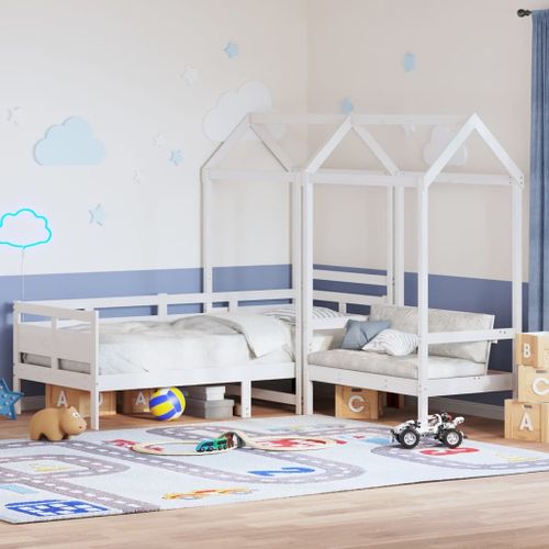 Vidaxl Ensemble De Lit De Jour Et De Banc Et Toit Sans Matelas Blanc