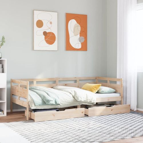 Vidaxl Lit De Jour Avec Tiroirs 80x200 Cm Bois De Pin Massif