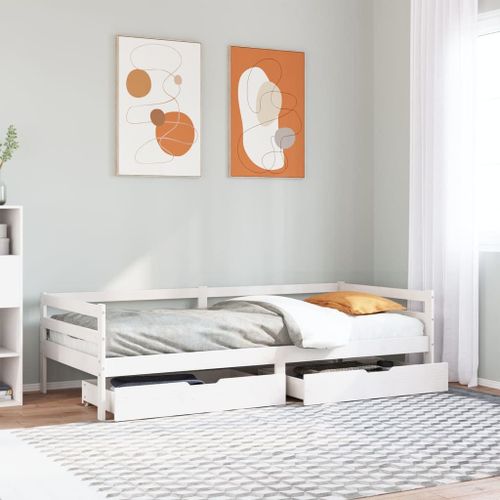 Vidaxl Lit De Jour Avec Tiroirs 90x200 Cm Bois De Pin Massif