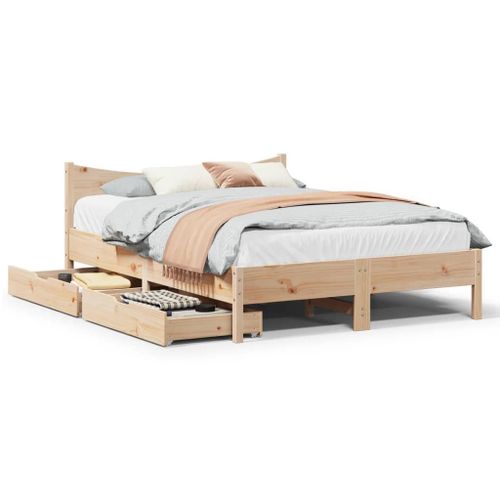 Vidaxl Cadre De Lit Avec Tiroirs 120x200 Cm Bois De Pin Massif