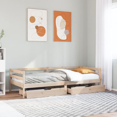 Vidaxl Lit De Jour Avec Tiroirs 90x200 Cm Bois De Pin Massif