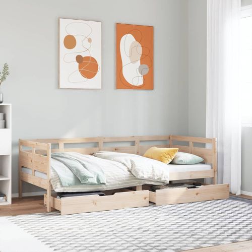 Vidaxl Lit De Jour Avec Tiroirs 90x200 Cm Bois De Pin Massif