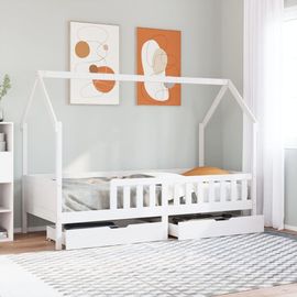 Vidaxl Cadre De Lit Pour Enfants Avec Tiroirs 80x200cm Bois Pin Massif