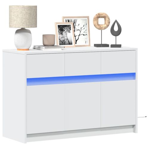 Vidaxl Meuble Tv Avec Led Blanc 91x34x61 Cm Bois D'ingénierie