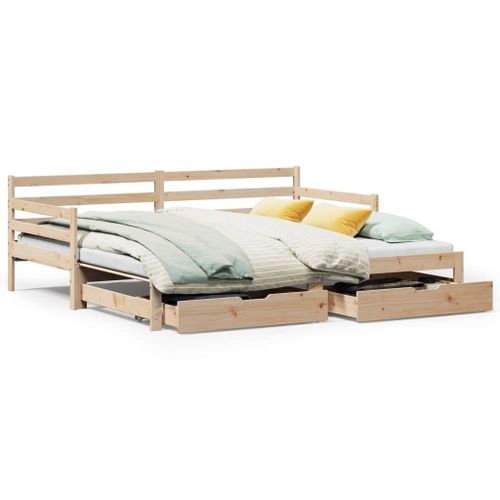 Vidaxl Lit De Jour Et Lit Gigogne Et Tiroirs 90x200 Cm Bois Pin Massif