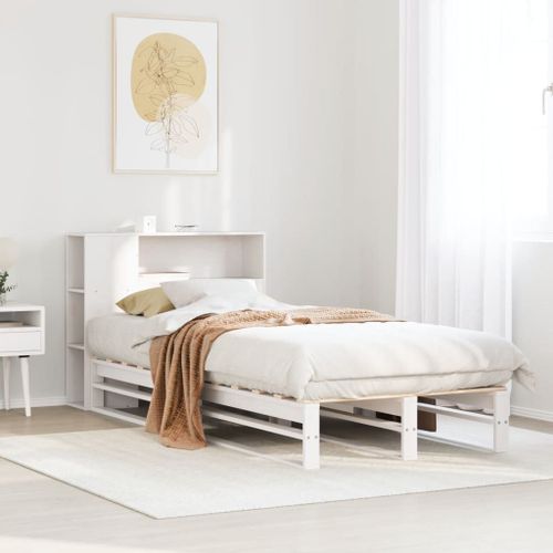 Vidaxl Lit Bibliothèque Sans Matelas Blanc 90x190 Cm Bois Massif