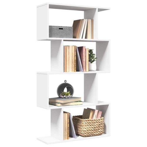 Vidaxl Étagère Séparatrice De Pièce À 4 Niveaux Blanc Bois Ingénierie