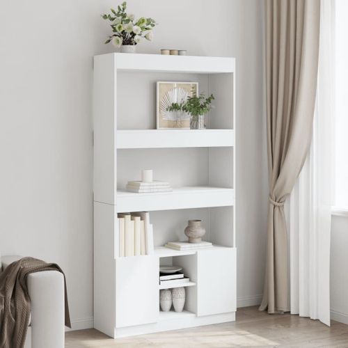 Vidaxl Buffet Haut Blanc 92x33x180 Cm Bois D'ingénierie