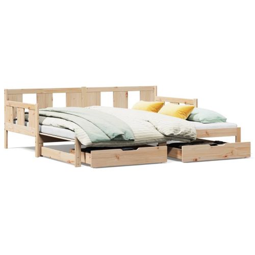 Vidaxl Lit De Jour Et Lit Gigogne Et Tiroirs 90x200 Cm Bois Pin Massif