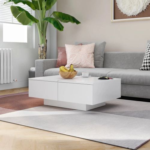 Vidaxl Table Basse Blanc 90x60x31 Cm Aggloméré