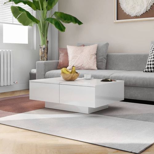Vidaxl Table Basse Blanc Brillant 90x60x31 Cm Aggloméré