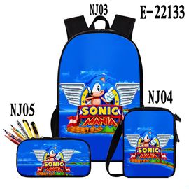 Sac à dos de dessin animé Sonic, cartable pour garçons et filles,Sac de  rangement grande capacité,Sac à dos Sonic trois pièces (sac à dos, trousse  et