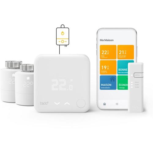 TADO Thermostat connecté Filaire Kit de démarrage V3+ et 2 tetes