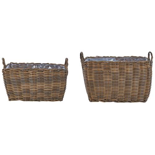 Lot De 2 Paniers À Fleurs En Polyrotin Marron Ormos