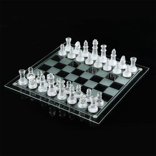 Jeu D'échecs En Verre Massif Pour Enfants Et Adultes 20x20cm