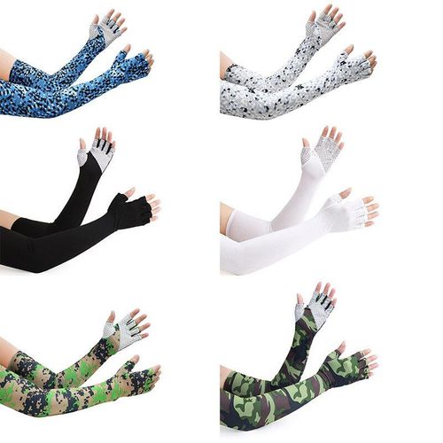 Manchons De Bras De Glace À Cinq Doigts, Protection Solaire, Respirant, Sports De Plein Air, Cyclisme, Course, Manches De Bras En Soie Fraîche