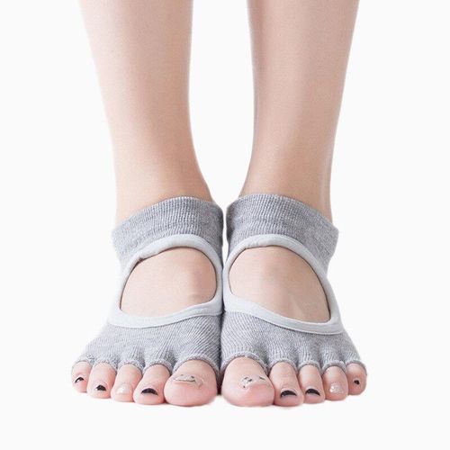 Chaussettes De Yoga Antidérapantes Pour Femmes, Sans Orteils, Avec Jarretelles