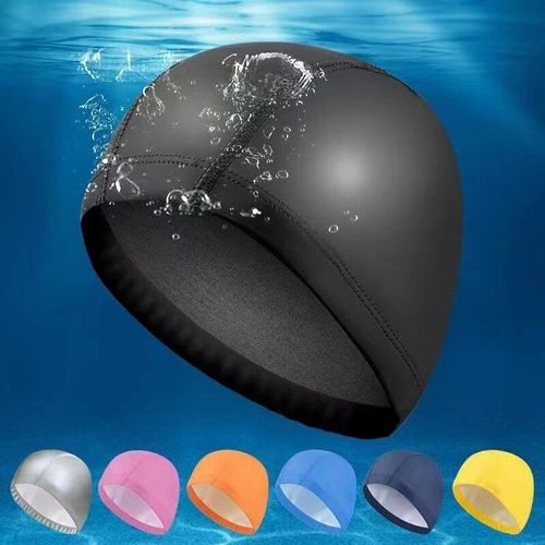 Bonnet De Natation En Pu ?tanche Pour Hommes Et Femmes, Chapeau De Piscine ? Haute ?lasticit?, Couleur Unie, Protection Des Oreilles, Longs Cheveux