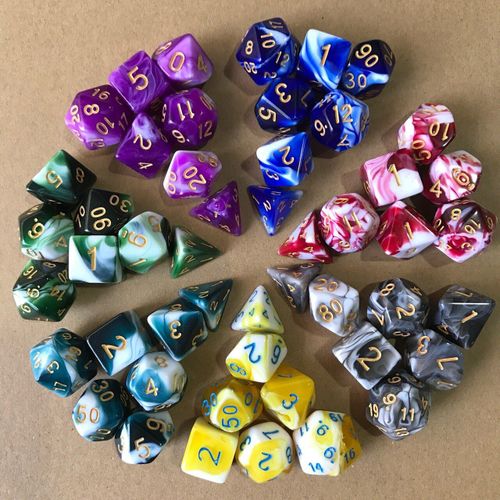 Jeu De Dés Polyédriques, Ensemble De 7 Pièces, Dés Numériques En Acrylique, Pour Jouer À Des Jeux De Société, Double Couleur, D4 D6 D8 D10 D12 D20