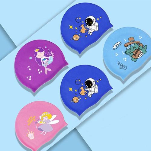 Bonnet De Natation Élastique En Silicone Pour Enfants, Protection Des Oreilles, Mignon, Design De Dessin Animé, Pour Garçons Et Filles, Nouvelle Collection